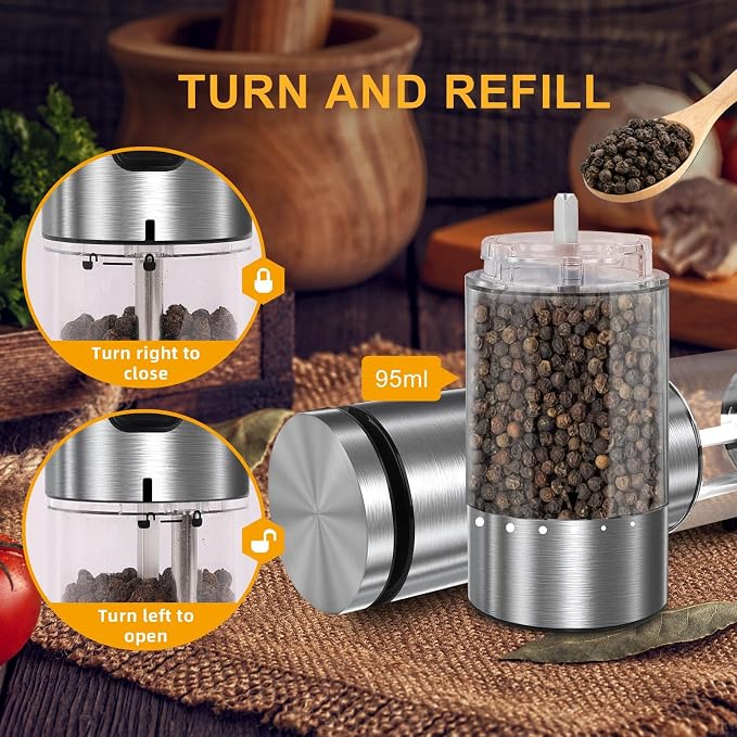 EIHO Electric Salt and Pepper Grinder Set USB Rechargeable, Upgraded External - Image 5