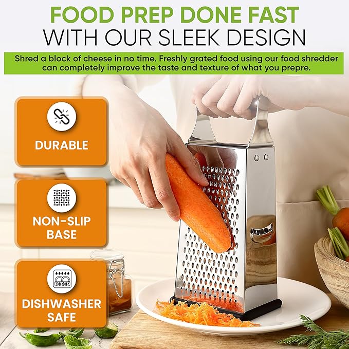 Spring Chef Professional Large Parmesan Cheese Grater, Stainless Steel Metal - Image 5