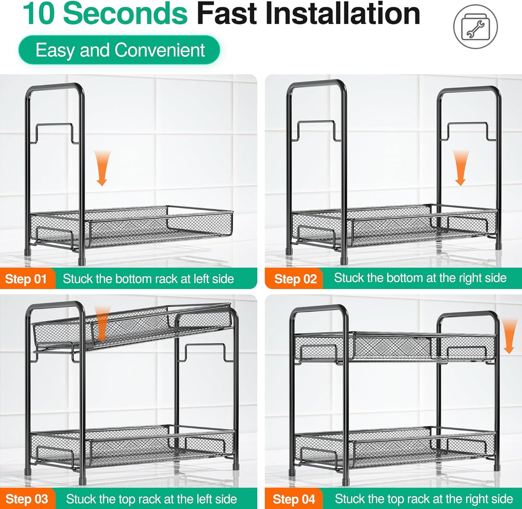 Spice Rack Organizer for Countertop,Xpatee 2-Tier Foldable Metal