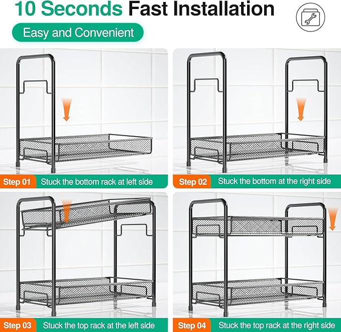 Spice Rack Organizer for Countertop, Xpatee 2-Tier Foldable Metal Rust-Proof - Image 8