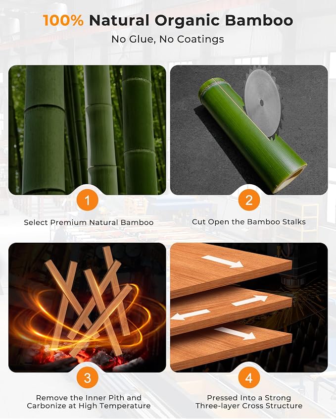 Bamboo Cutting Board for Kitchen, Knife-Friendly Wooden Cutting Boards Set - Image 4