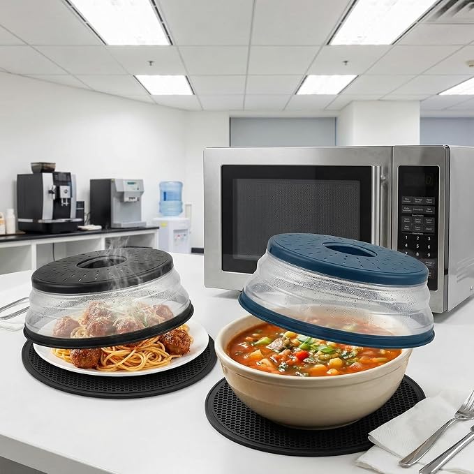 4 in 1, WENWELL 2 Microwave Splatter Cover & 2 Mat, Cooking Splash Guard - Image 7