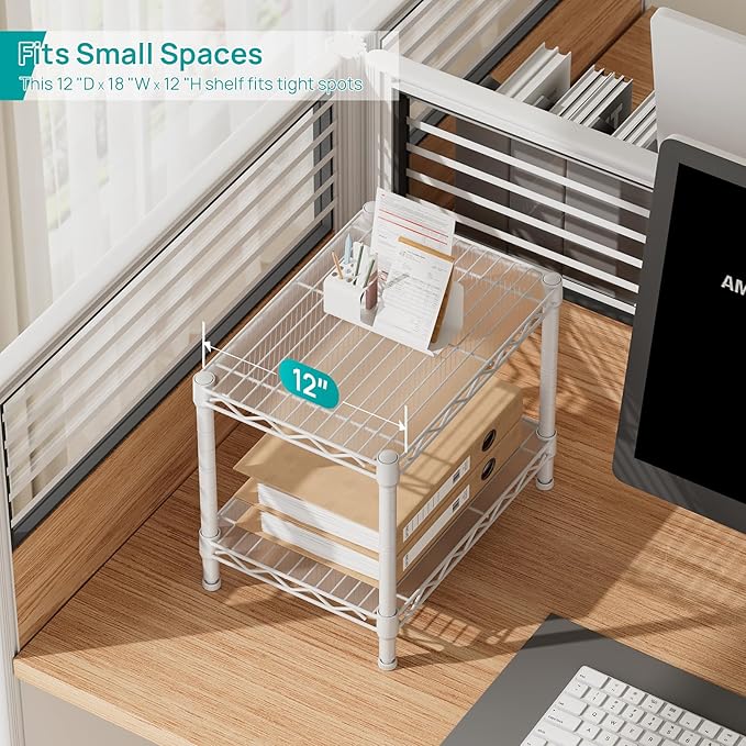 SINGAYE 2 Small Shelves Kitchen Storage Shelf Wire Shelving Unit Metal Shelf - Image 5