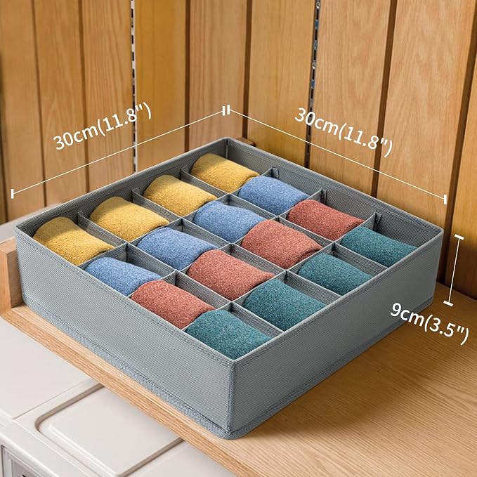 Joyoldelf Sock Drawer Organizer Divider Underwear Organizer 16-cell Fabric - Image 2