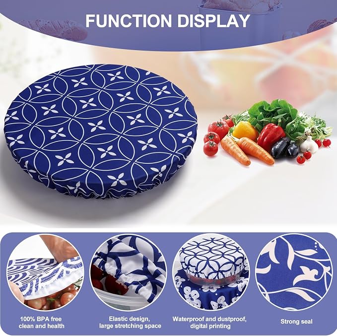 10Pcs Reusable Bowl Covers In 5 Size, Stretch Cloth Fabric Dish Cover Kitchen - Image 3