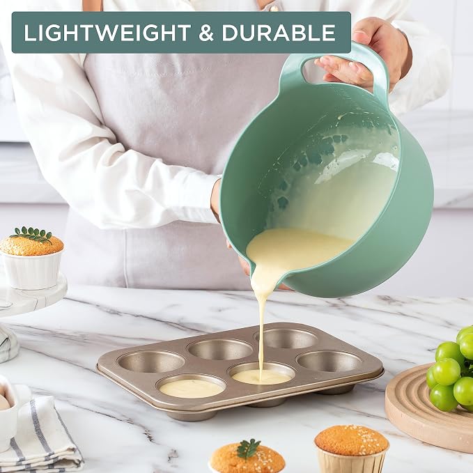 COOK WITH COLOR Nesting Plastic Mixing Bowl Set with Pour Spouts and Handles - Image 3