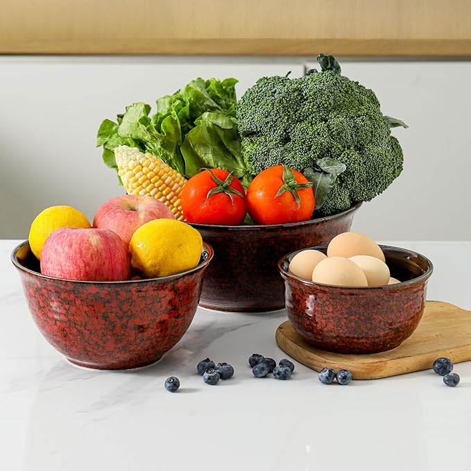 HASENSE Ceramic Mixing Bowls, Large Serving Dishes Set of 3 - Image 5