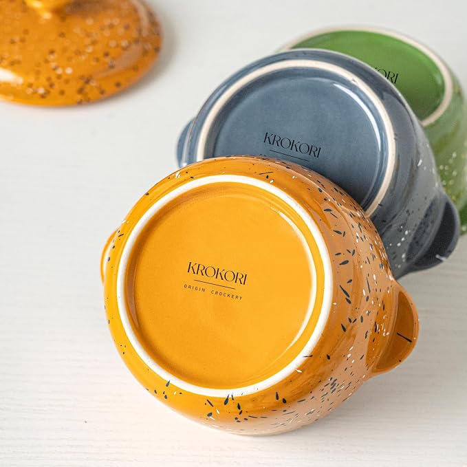 Stoneware Baking Ramekins Set of 4-10 Oz Mini Cocotte - Image 6