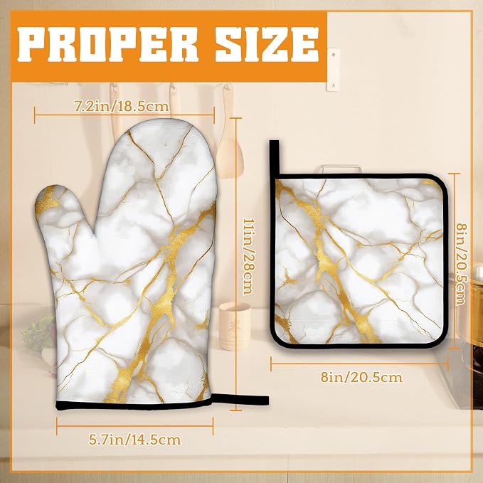 Marble Oven Mitts and Pot Holders Set - Image 2