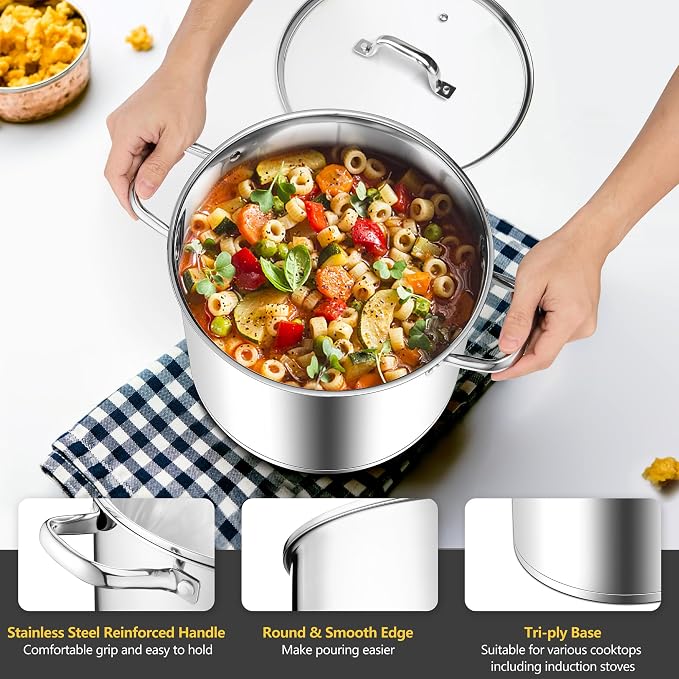 Stainless Steel Stock Pot, Homikit 24 Quart Large Stockpot Soup Pot - Image 8