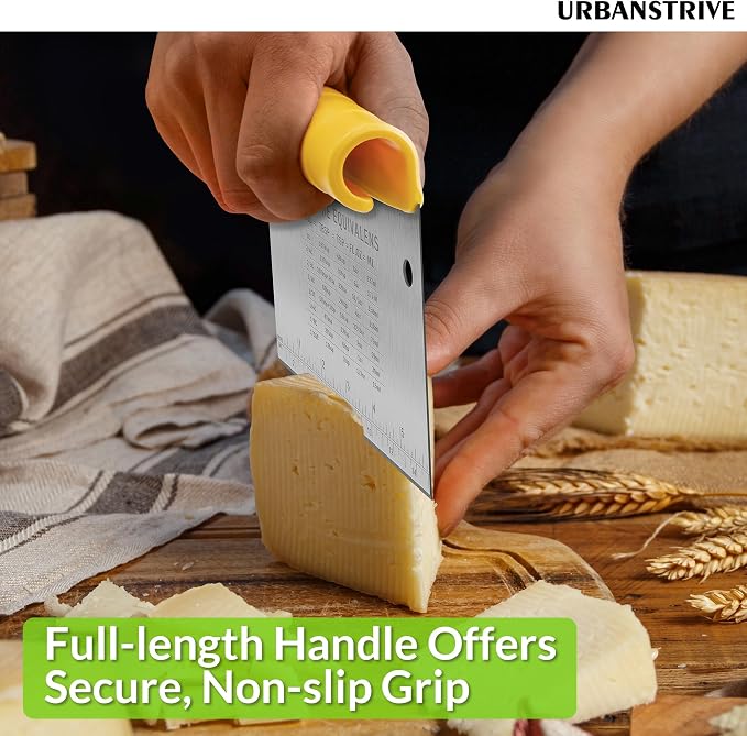 Urbanstrive Bench Scraper for Baking, Stainless Steel Dough Cutter and Scraper - Image 4