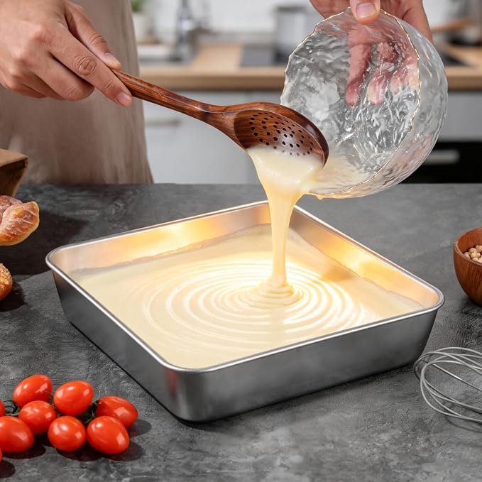 LIANYU 9 x 9 Inch Square Baking Pan, 2 Pack Stainless Steel Square Cake Pan Set - Image 7