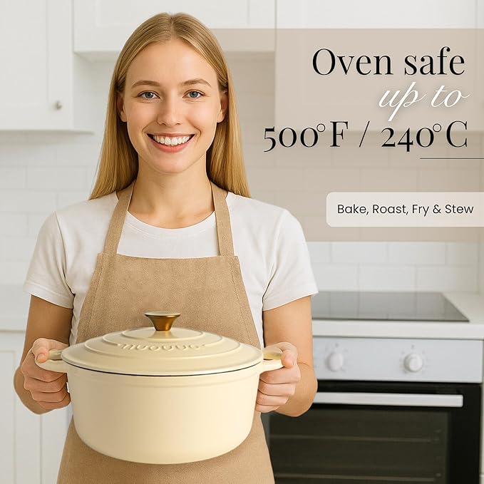 Cast Iron Pot with Lid – Non-Stick Ovenproof Enamelled Casserole Pot, Oven Safe - Image 5