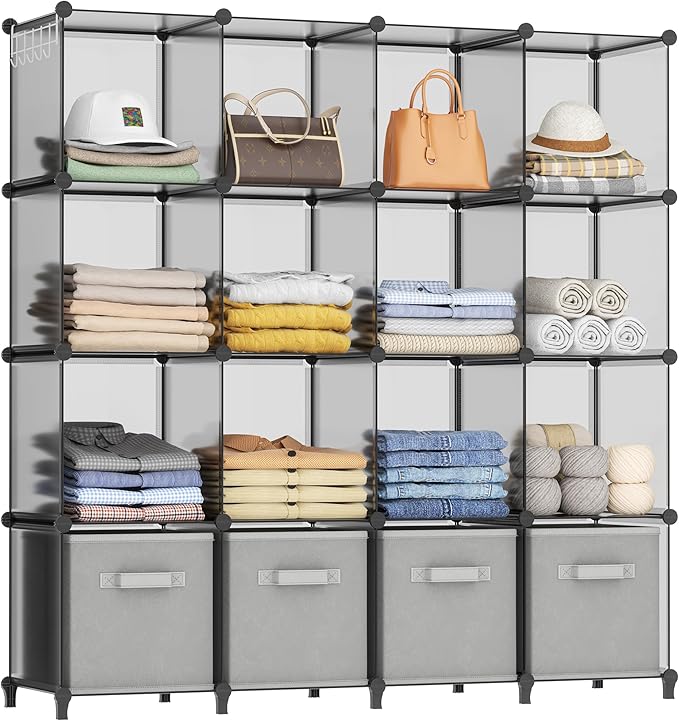 HOMIDEC Closet Organizers and Storage, 16 Cube Storage Organizer, Portable by DecorateYourHome