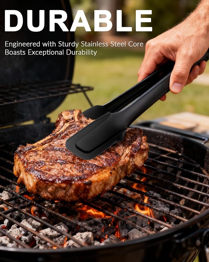 Professional Stainless Steel Kitchen Tongs, Food-Grade Silicone Anti-Slip Design - Image 5