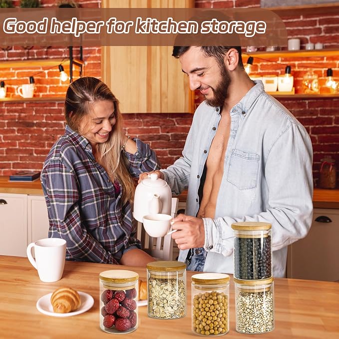 12 Packs Bamboo Qtip Holders, 10 oz Glass Round Storage Containers - Image 7