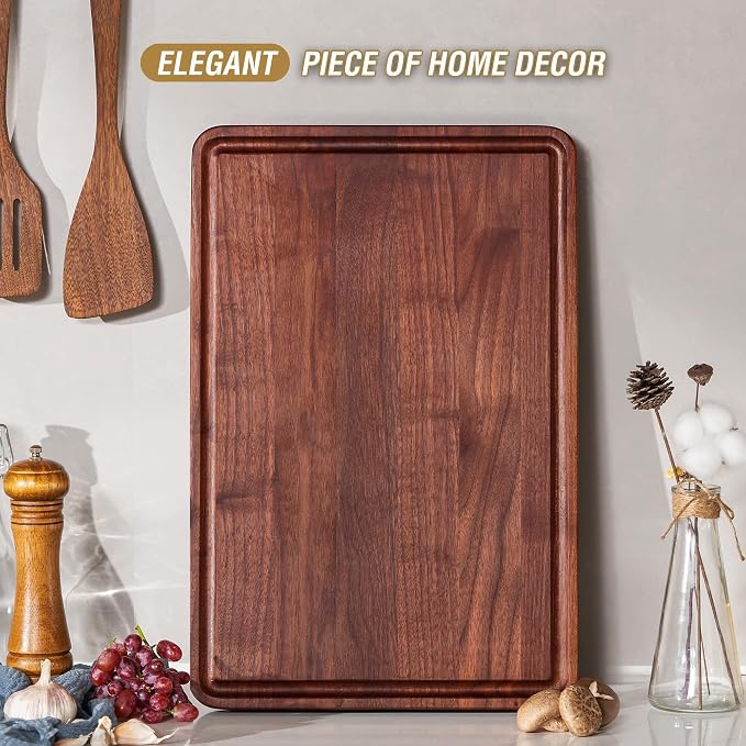 AZRHOM Walnut Wood Cutting Board, 18x12in Large Wooden Chopping Boards - Image 7