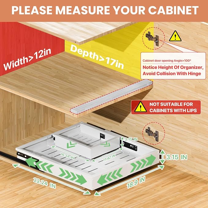 1 Pack Pull out Cabinet Organizer, Width Depth, - Image 2