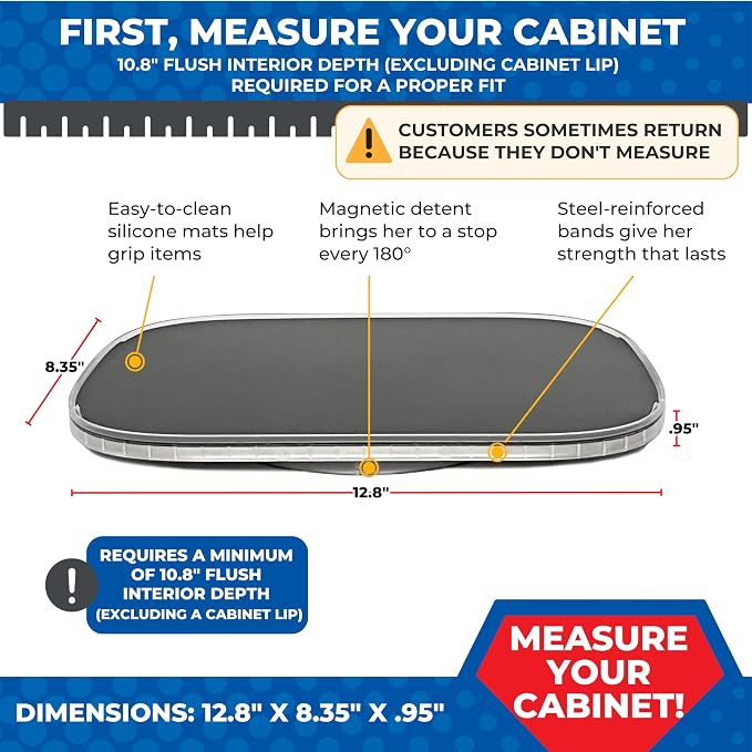 Mighty Susan Organizer for Cabinet Steel-Reinforced 1-Tier Rotating Kitchen - Image 3