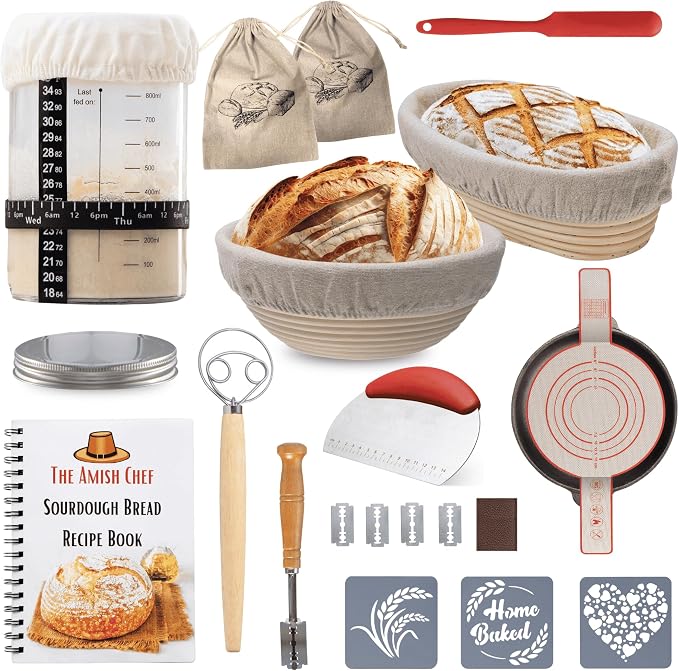 Complete Sourdough Bread Starter Kit, Glass Sourdough Starter Jar Kit & Tons of by TheAmishChef