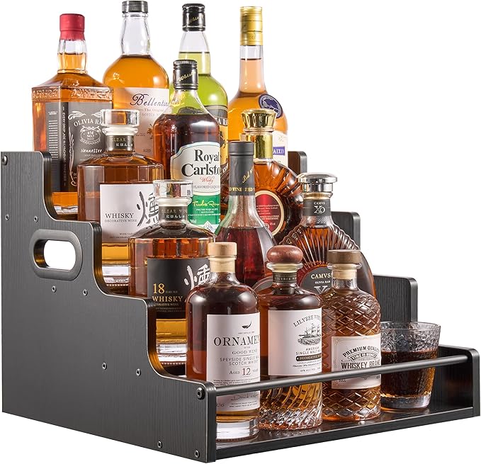 YQBRAO 4-Tier Liquor Bottle Display Shelf, Coffee Syrup Rack Organizer by Unknown