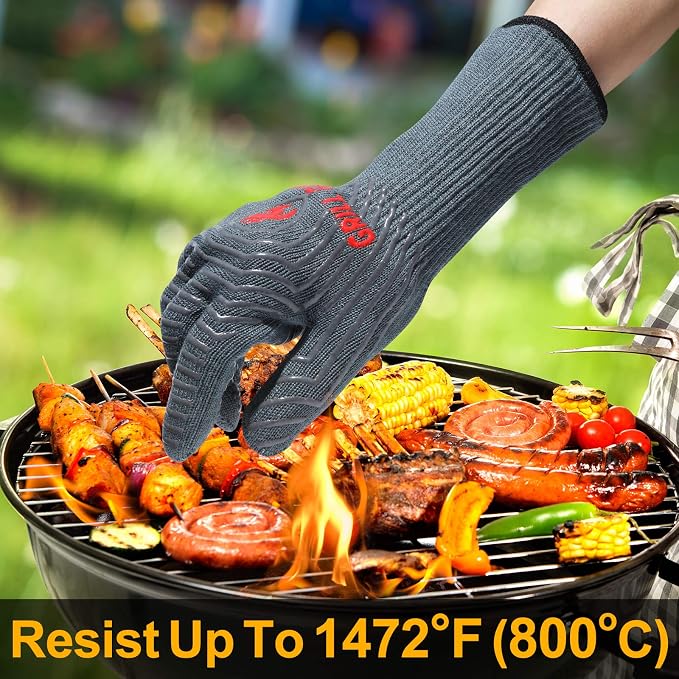 QUWIN BBQ Gloves, Oven Gloves 1472℉ Extreme Heat Resistant, Grilling Gloves - Image 2