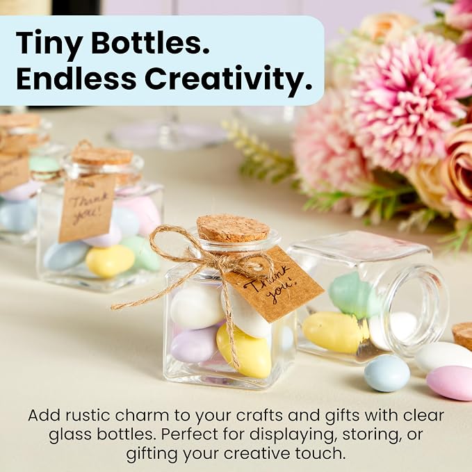 BLUE PANDA 30 Pack Small Glass Bottles - Image 2