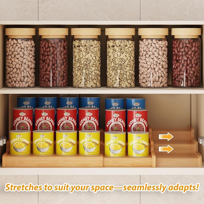 Expandable Bamboo Can Rack Organizer - Image 3