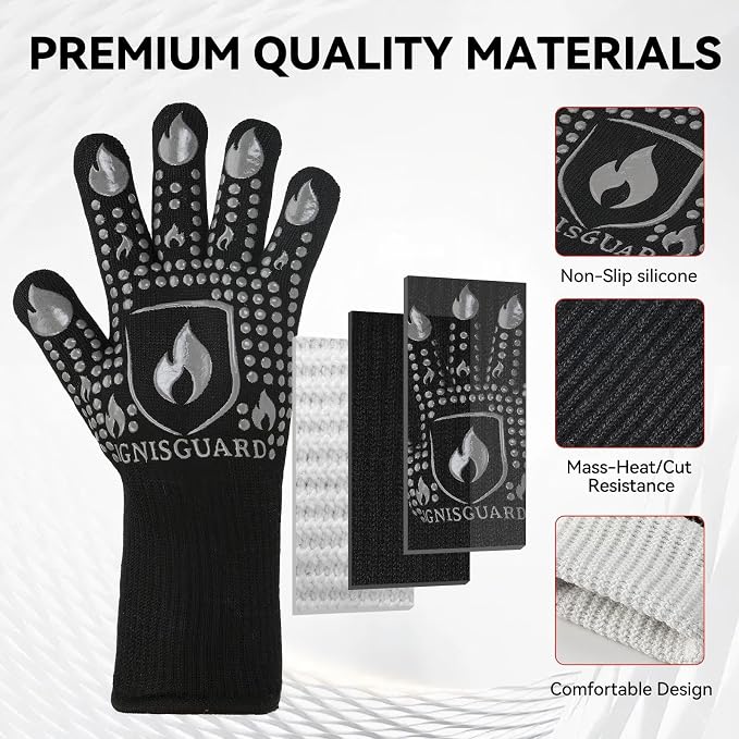 BBQ & Grill Gloves, Oven Gloves, 1472°F Silicone Oven Mitts Heat Resistant - Image 5