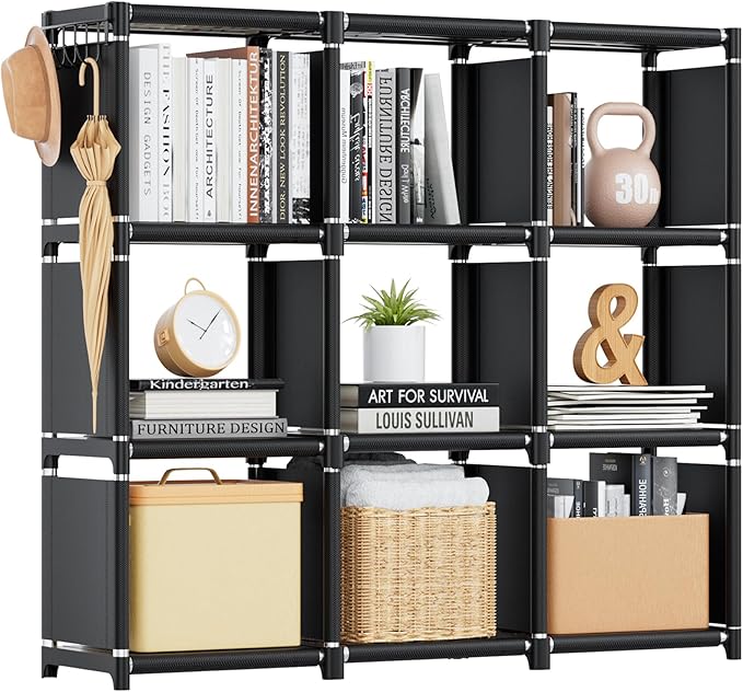 Mavivegue Book Shelf, 9 Cube Storage Organizer, DIY Bookcase, Metal Cube by Mavivegue