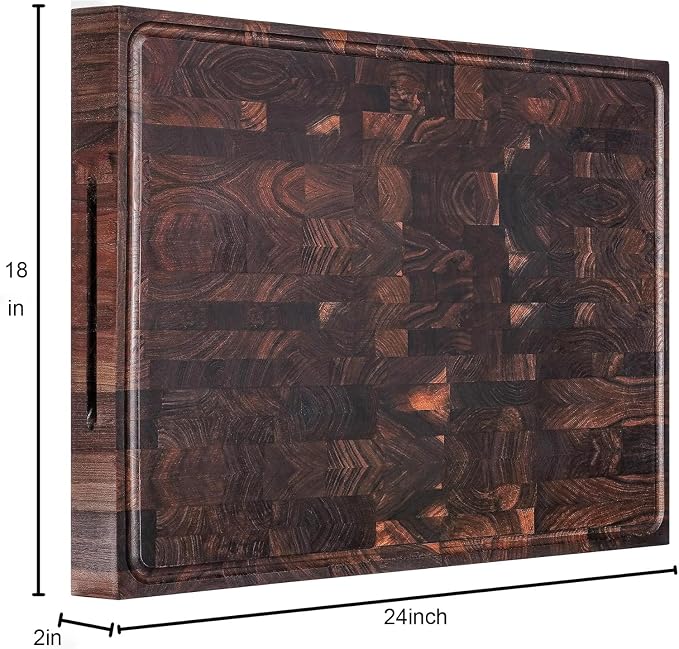 AZRHOM Extra Large Thick Walnut Wood End Grain Cutting Board 24x18x2 In - Image 9