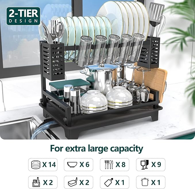 B-Land Dish Drying Rack: 2 Tier Dish Racks - Image 2