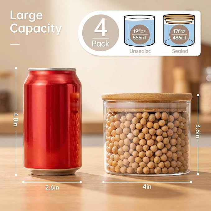 HomArtist 17oz - 4 Pack Glass Jars - Image 3