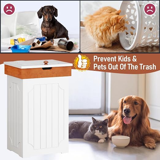 Function Home Trash Can Cabinet, 13 Gallon Kitchen Garbage Can, Wood Recycling - Image 6