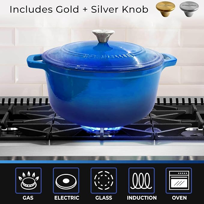 Mueller 6qt Enameled Cast Iron Dutch Oven, Heavy-Duty Casserole and Braiser Pan - Image 6