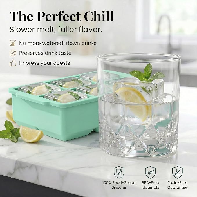 KitchFort Large Silicone Ice Cube Tray, Easy Release 2" Big Ice Cubes - Image 5