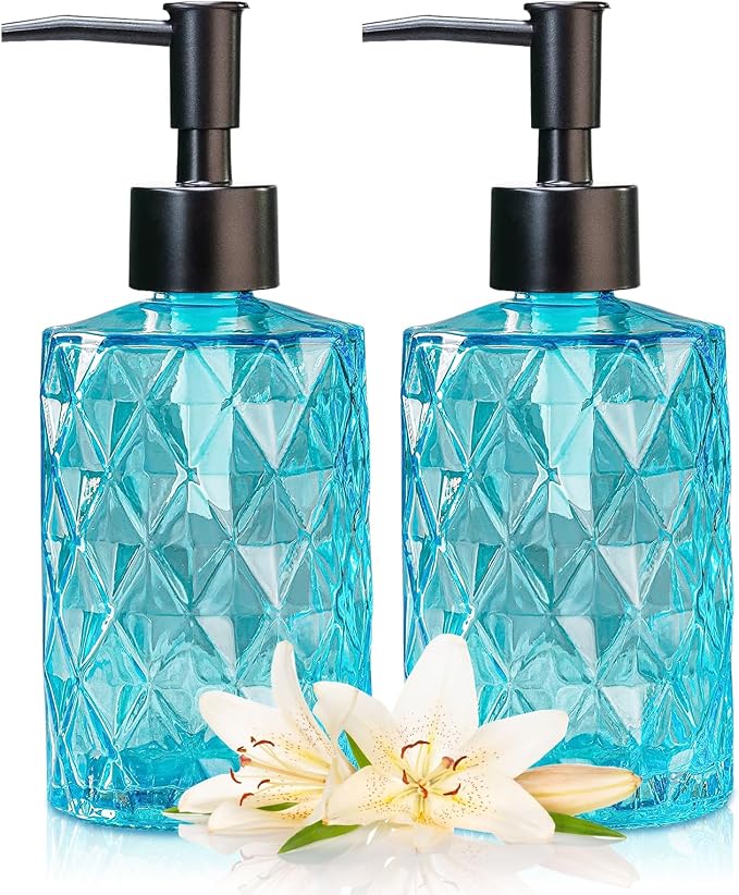 Clear Ocean Blue Glass Soap Dispenser by Ulable