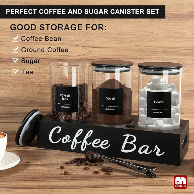 gmisun Coffee Tea Sugar Container Set, Canisters Jars - Image 5