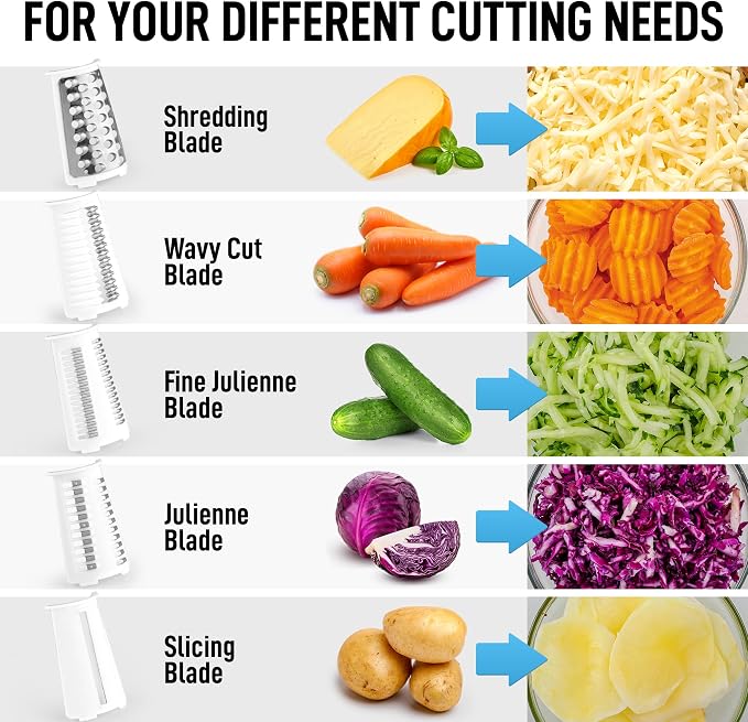 Zulay Kitchen Rotary Cheese Grater 5 Blade Cheese Shredder - Image 9