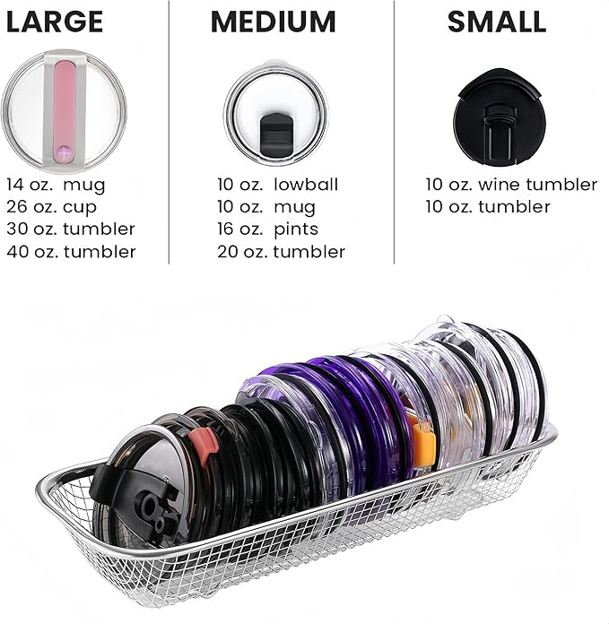 2Pack Stainless Steel Tumbler Cup Lid Organizer Inside Cabinet, Mason Jar Lid - Image 3