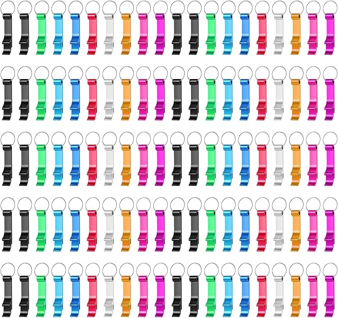 400 Pack Colorful Metal Bottle Opener Keychains Bulk, Tiny Beverage Opener by Yugada