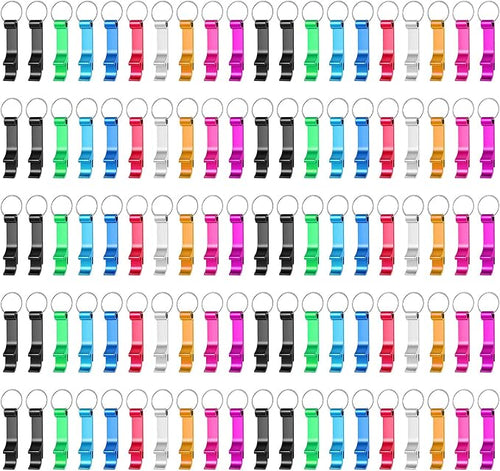 400 Pack Colorful Metal Bottle Opener Keychains Bulk, Tiny Beverage Opener by Yugada