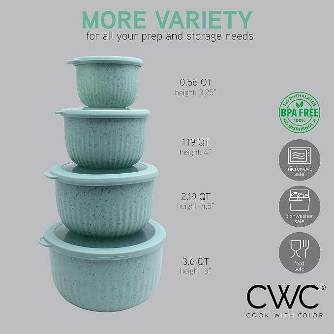 COOK WITH COLOR Prep Bowls with Lids- Wide and Deep Nesting Plastic Small - Image 4