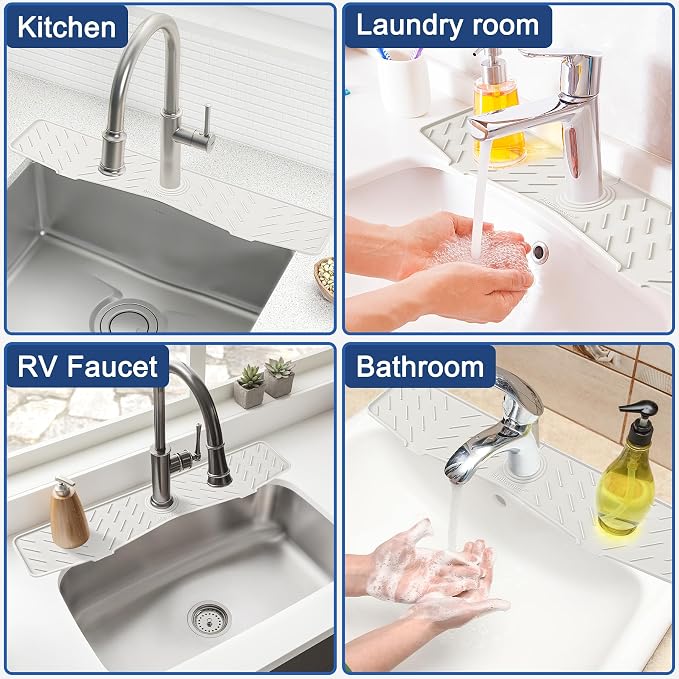 Faucet Mat for Kitchen Sink – 24” x 5.1” Extra-Long Silicone Splash Guard - Image 7