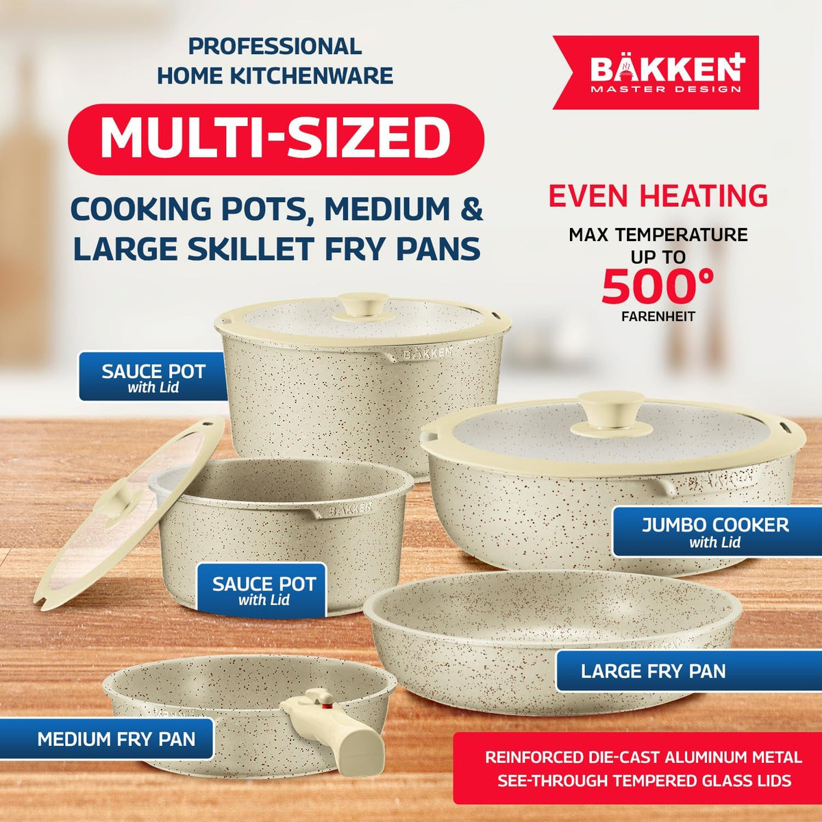 Bakken Master 38 Piece Granite Cookware and Bakeware Set – Nonstick