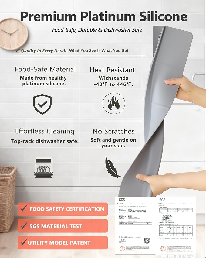 Kitchen Sink Splash Guard 18" 23" 30" Self-Draining Silicone Water Guard - Image 5