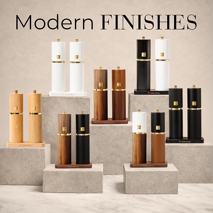 Wooden Salt and Pepper Grinder Set – Refillable Manual Salt and Pepper Mills - Image 8