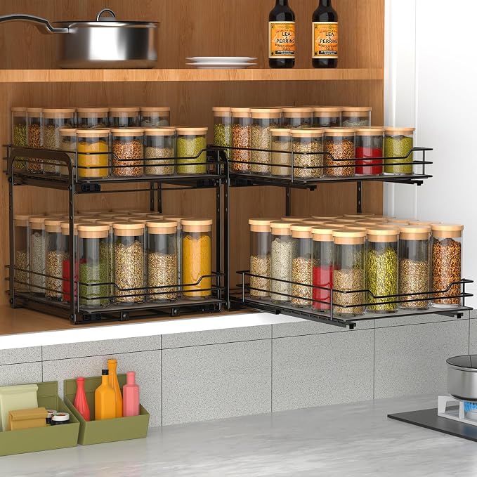 BOIVSHI 2-Tier Spice Rack, Pull Out Cabinet Organizer Spice Racks Height - Image 6