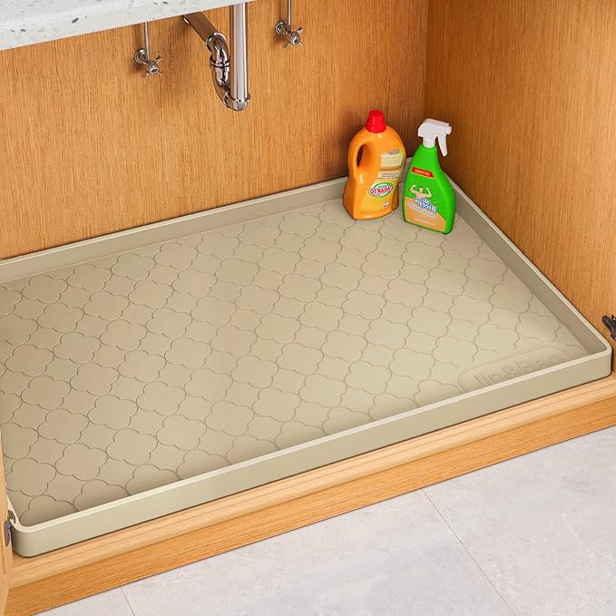 Jin&Bao Waterproof Under Sink Mat 25" x 19", Thick Silicone Mat Cabinet by Jin%26Bao