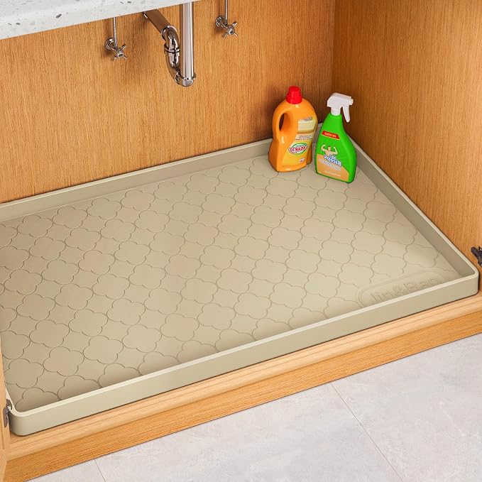 Jin&Bao Waterproof Under Sink Mat 22" x 22", Thick Silicone Mat Cabinet by Jin%26Bao